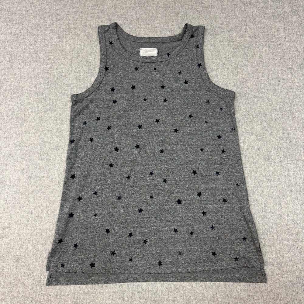 Current/Elliott The Muscle Tee Small Heather Gray Navy Star Print Sleeveless